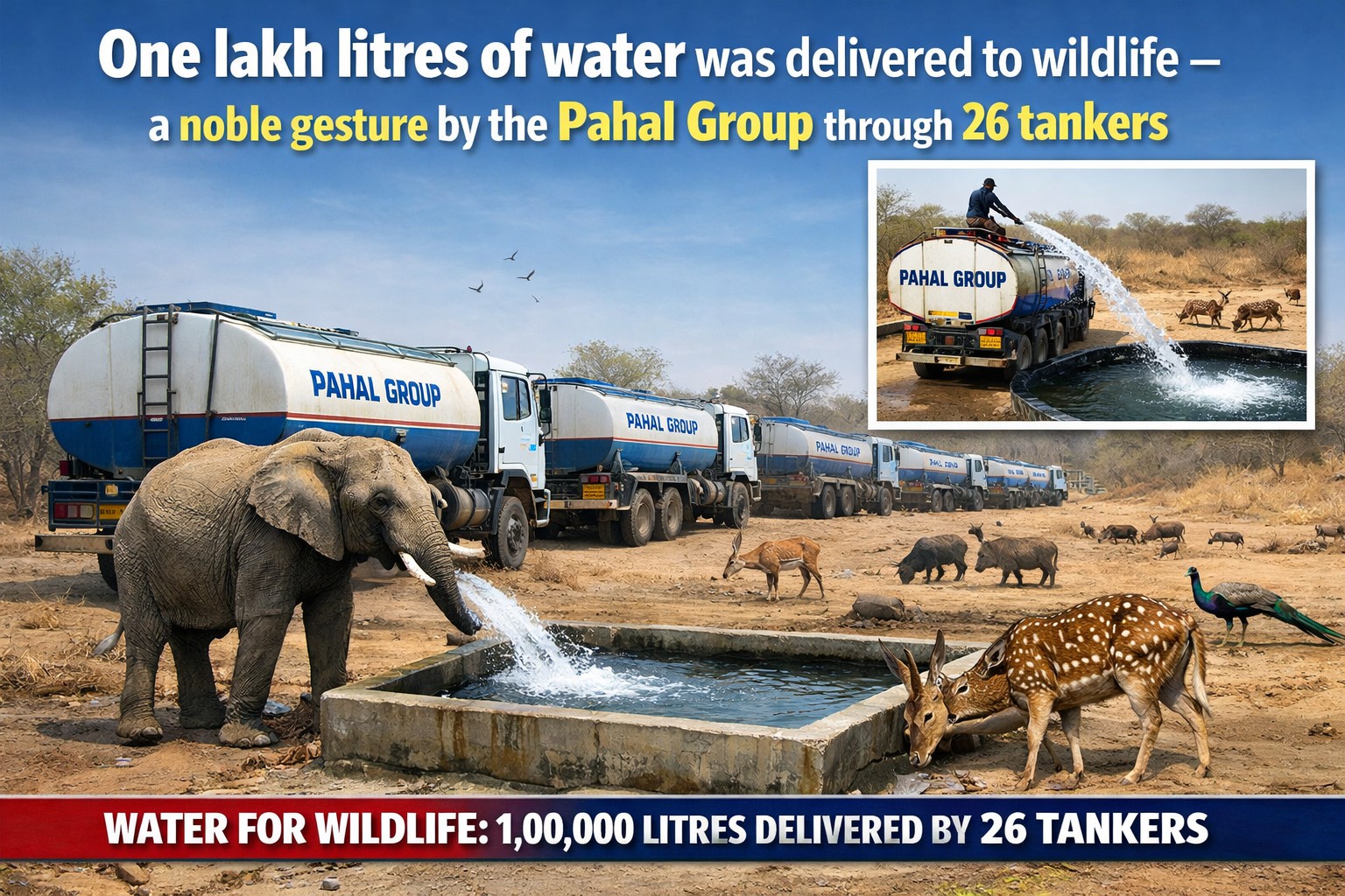वन्यजीवों के हलक तर करने पहुंचा एक लाख लीटर पानी