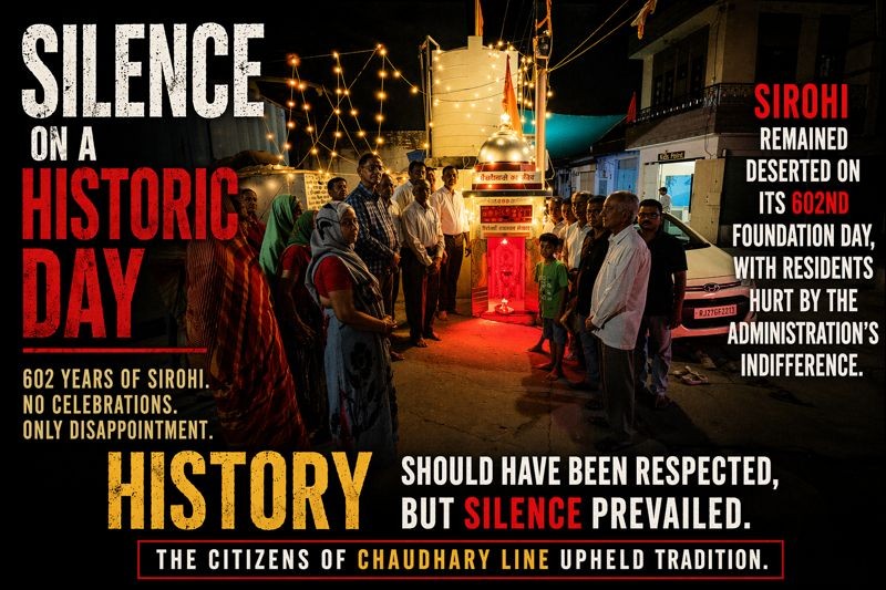602 वें स्थापना दिवस पर सूना रहा सिरोही, प्रशासन की बेरुखी से आहत हुए शहरवासी