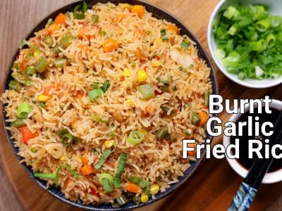 जलाकर बनाया लहसुन फ्राइड राइस रेसिपी – स्ट्रीट स्टाइल